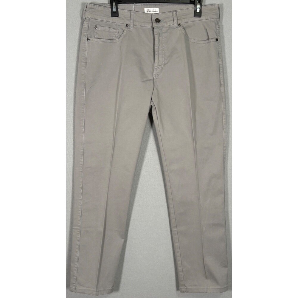 Peter Millar Pants Mens 35x29 Gray Cotton Stretch 5 Pocket Lightweight MS17B93